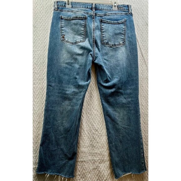 Kut From The Kloth Womens Distressed Blue Denim Jeans Size 14 Straight Leg - Picture 2 of 11